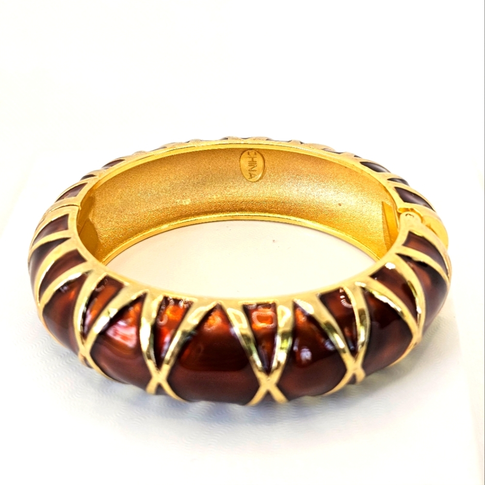 Authentic Vintage KJL Clamp Bracelet Copper & Gold.